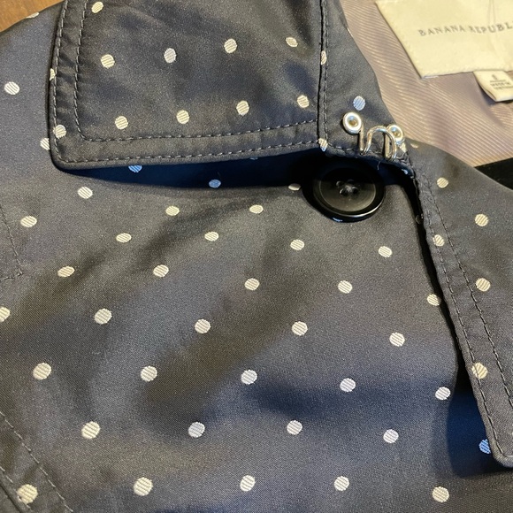 Banana Republic Navy & White S Polka Dot Trench Coat - Picture 5 of 12